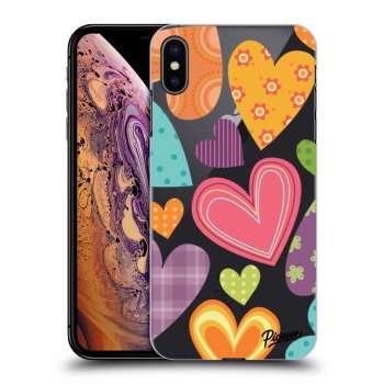 Picasee silikonový průhledný obal pro Apple iPhone XS Max - Colored heart