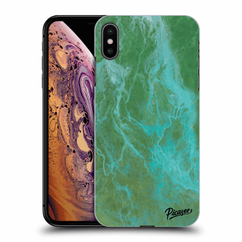 Picasee silikonový černý obal pro Apple iPhone XS Max - Green marble