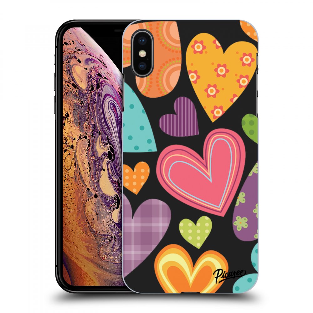 Picasee silikonový černý obal pro Apple iPhone XS Max - Colored heart
