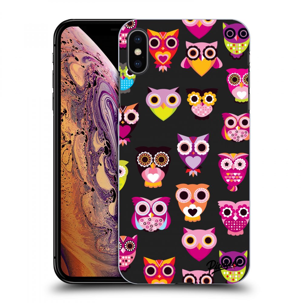 Picasee silikonový černý obal pro Apple iPhone XS Max - Owls