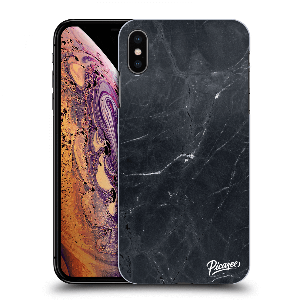 Picasee silikonový průhledný obal pro Apple iPhone XS Max - Black marble