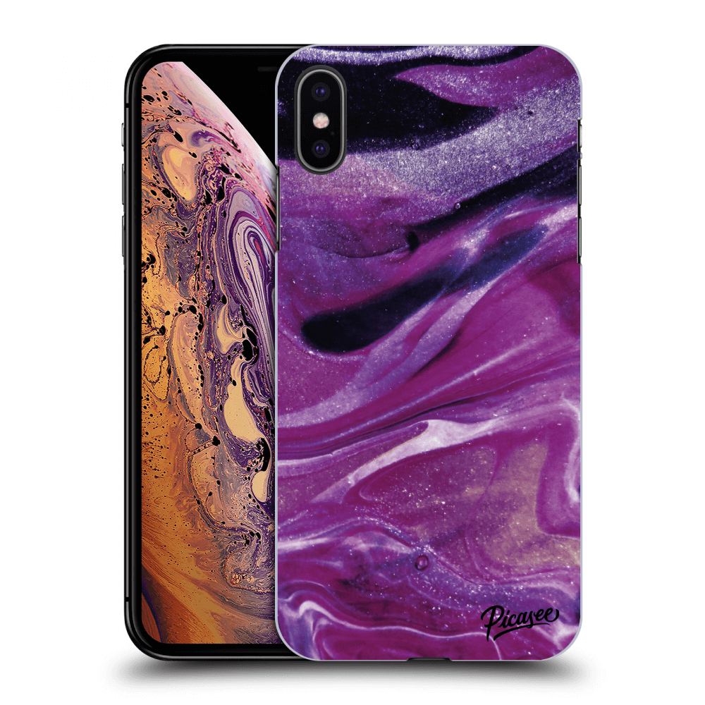 Picasee silikonový průhledný obal pro Apple iPhone XS Max - Purple glitter