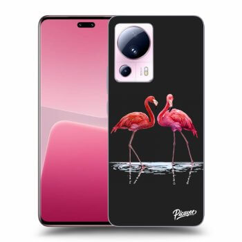 Picasee silikonový černý obal pro Xiaomi 13 Lite - Flamingos couple
