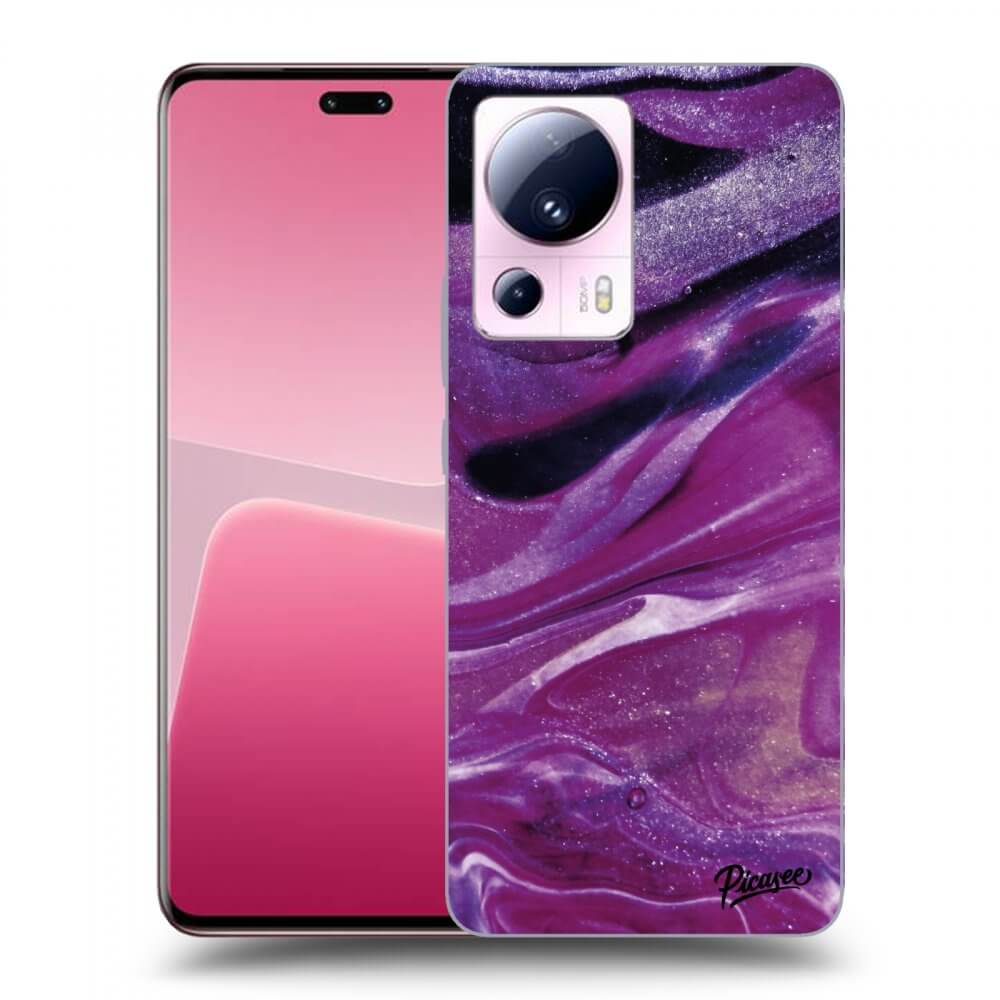 Picasee silikonový průhledný obal pro Xiaomi 13 Lite - Purple glitter