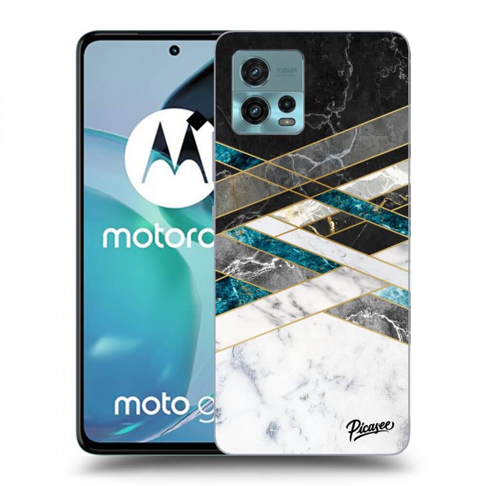 Picasee silikonový průhledný obal pro Motorola Moto G72 - Black & White geometry