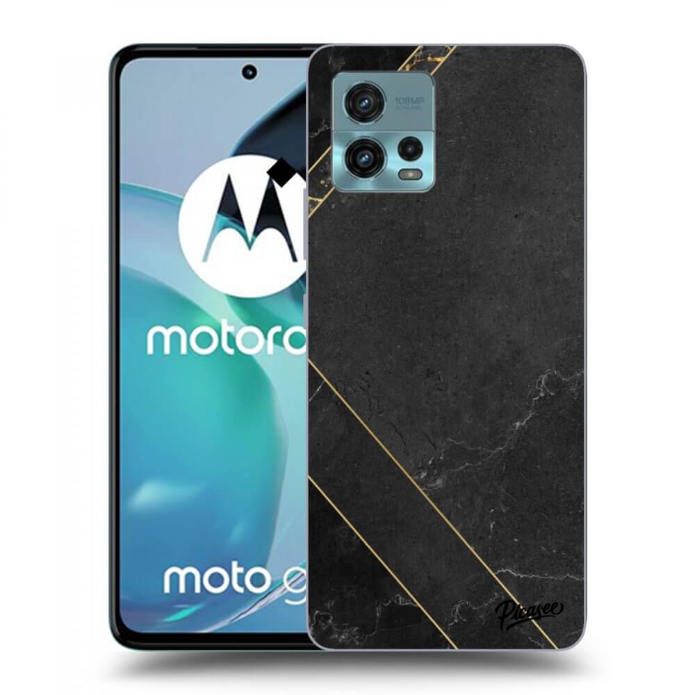 Picasee silikonový průhledný obal pro Motorola Moto G72 - Black tile