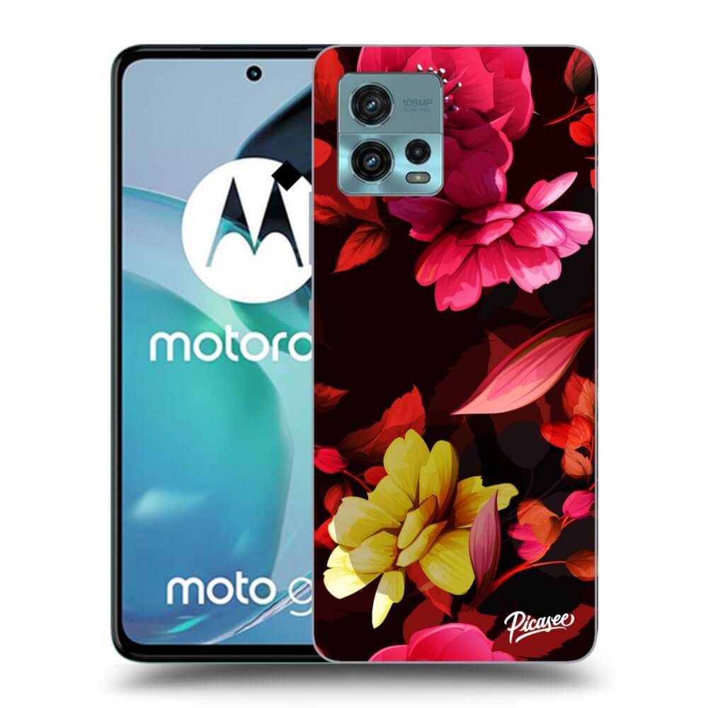 Picasee silikonový černý obal pro Motorola Moto G72 - Dark Peonny