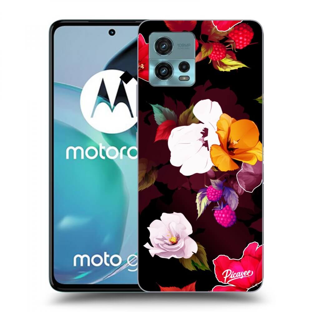 Picasee silikonový černý obal pro Motorola Moto G72 - Flowers and Berries