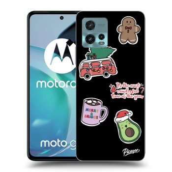 Picasee silikonový černý obal pro Motorola Moto G72 - Christmas Stickers