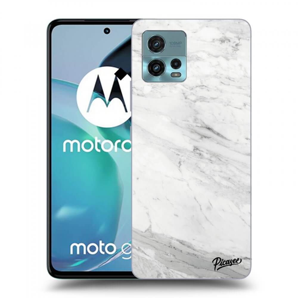Picasee silikonový černý obal pro Motorola Moto G72 - White marble