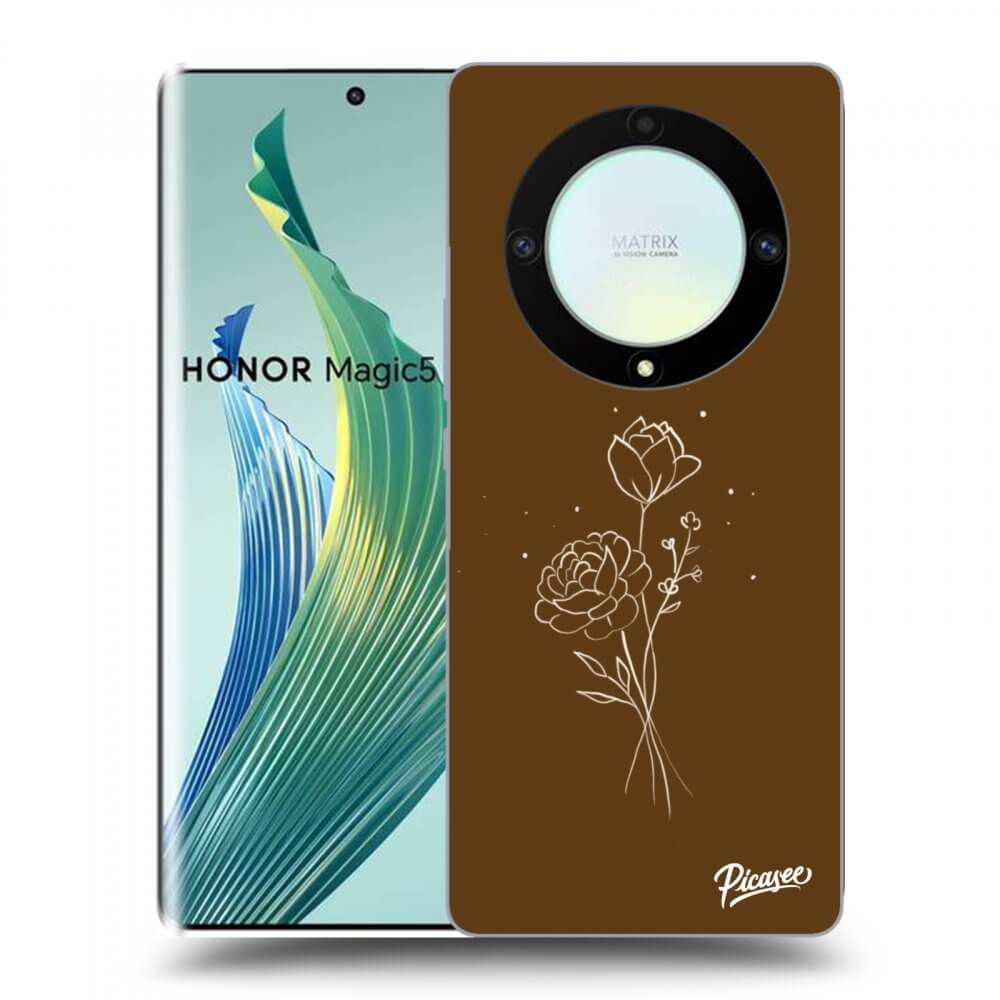 Picasee silikonový černý obal pro Honor Magic5 Lite 5G - Brown flowers