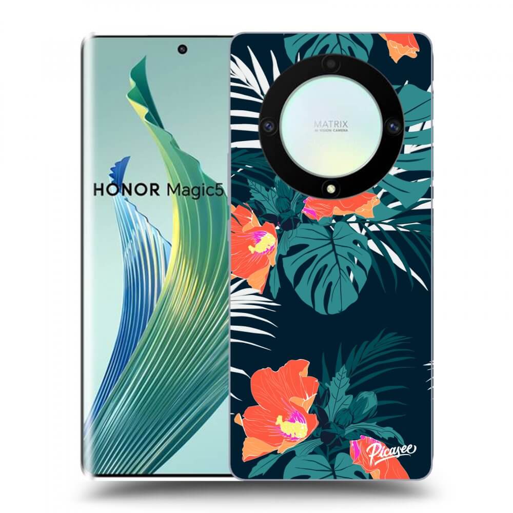 Picasee silikonový černý obal pro Honor Magic5 Lite 5G - Monstera Color