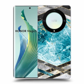 Picasee silikonový černý obal pro Honor Magic5 Lite 5G - Blue geometry