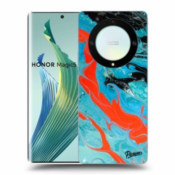 Picasee silikonový průhledný obal pro Honor Magic5 Lite 5G - Blue Magma