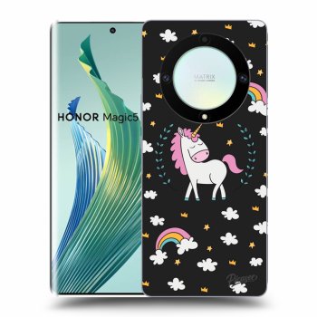 Picasee silikonový černý obal pro Honor Magic5 Lite 5G - Unicorn star heaven