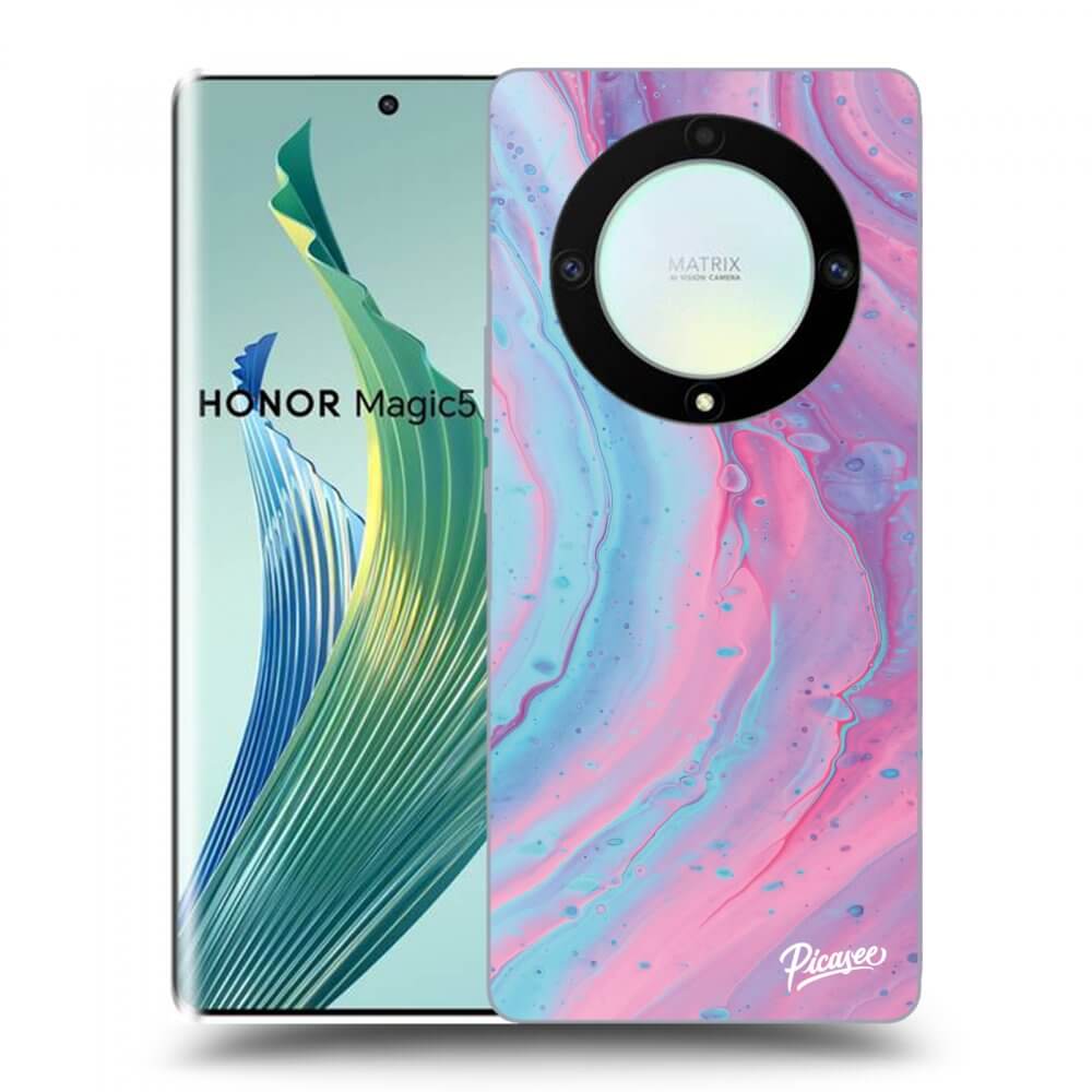 Picasee silikonový černý obal pro Honor Magic5 Lite 5G - Pink liquid