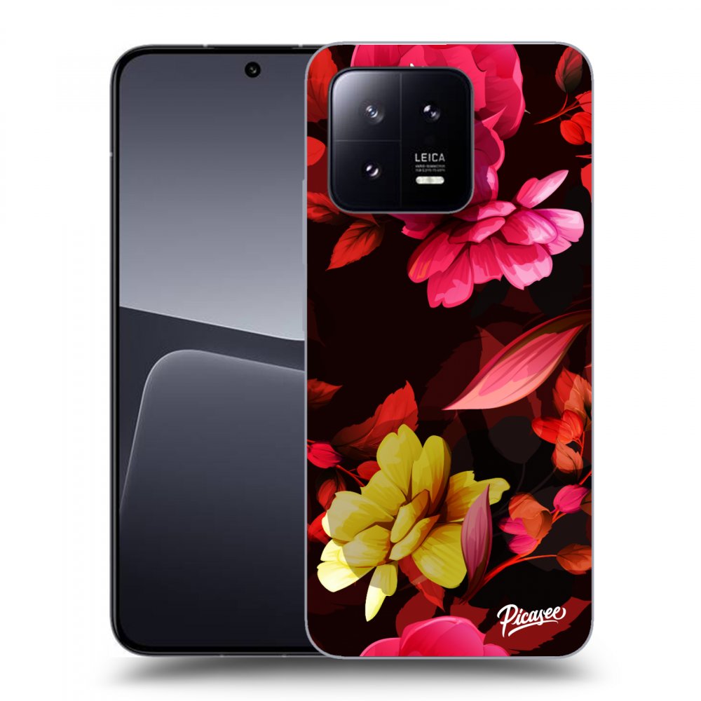 Picasee silikonový černý obal pro Xiaomi 13 - Dark Peonny