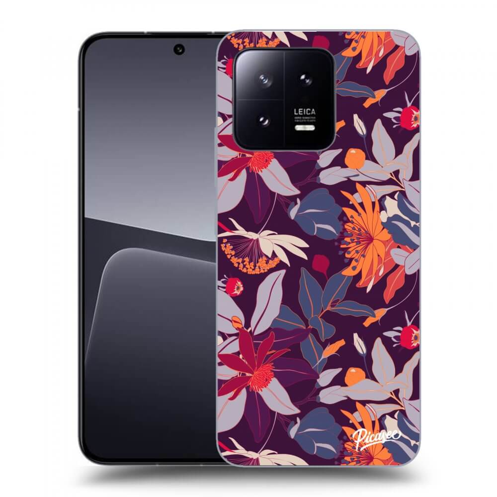 Picasee silikonový průhledný obal pro Xiaomi 13 Pro - Purple Leaf