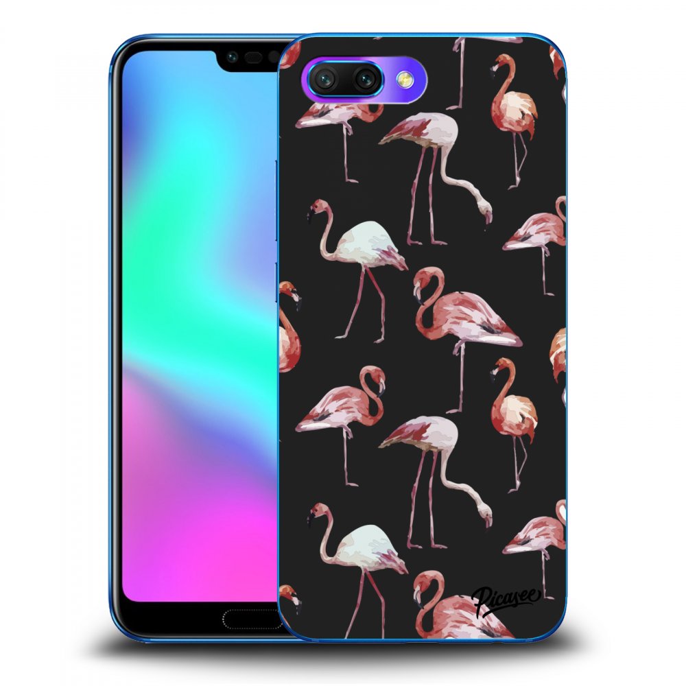 Picasee silikonový černý obal pro Honor 10 - Flamingos