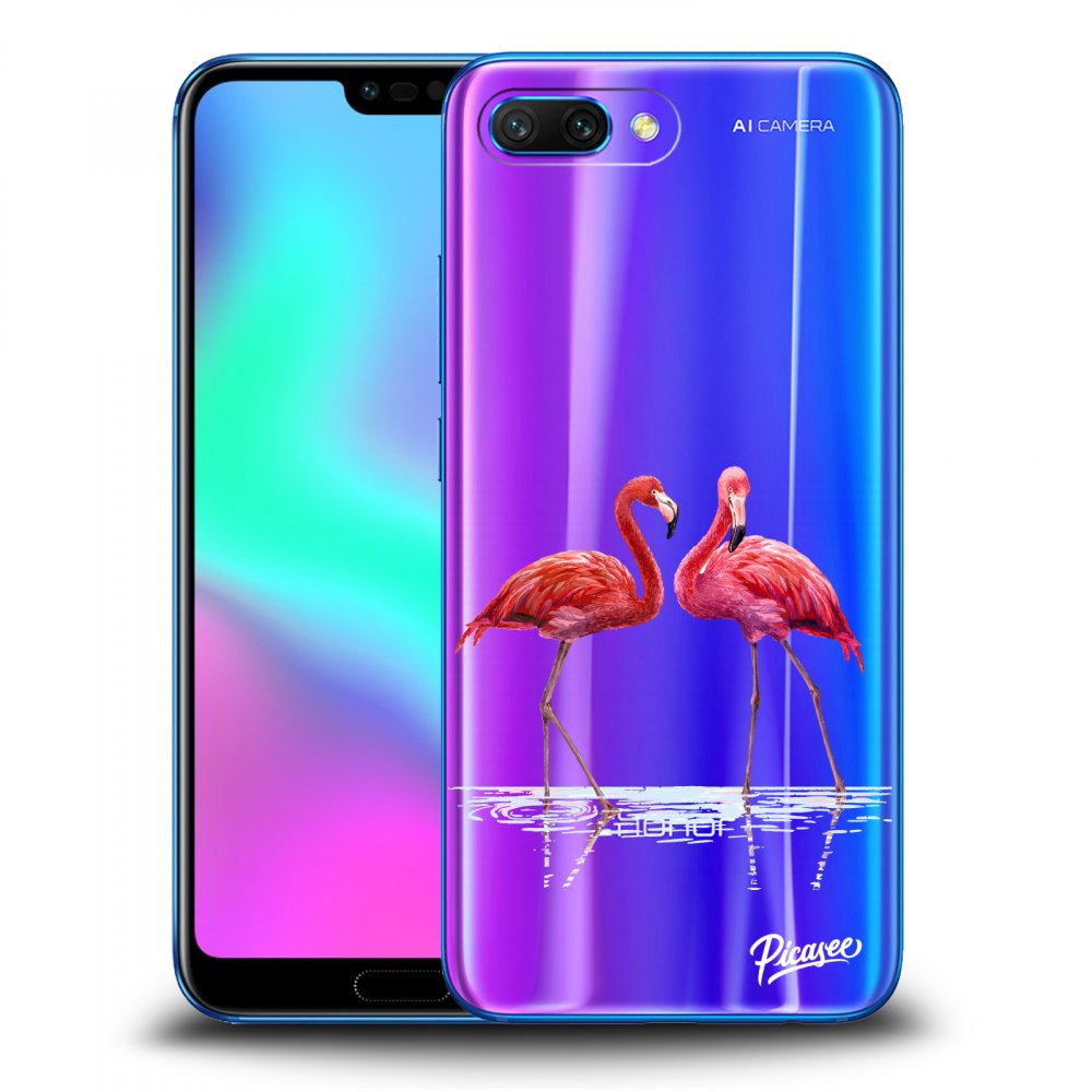 Picasee silikonový průhledný obal pro Honor 10 - Flamingos couple