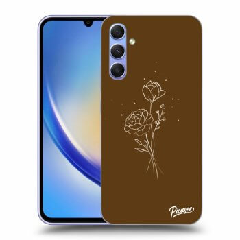 Picasee silikonový průhledný obal pro Samsung Galaxy A34 5G A346B - Brown flowers