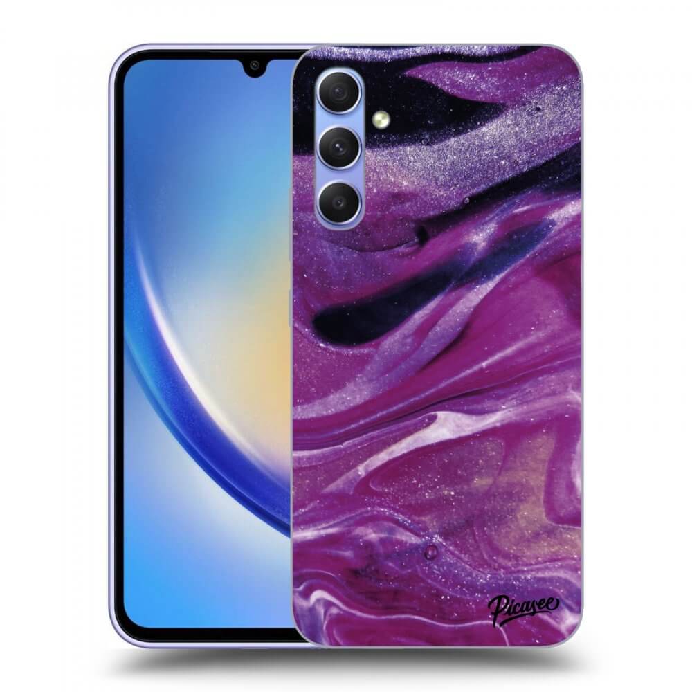 Picasee silikonový průhledný obal pro Samsung Galaxy A34 5G A346B - Purple glitter