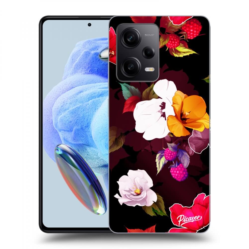 Silikonový černý Obal Pro Xiaomi Redmi Note 12 Pro 5G - Flowers And Berries