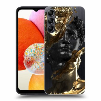 Picasee silikonový průhledný obal pro Samsung Galaxy A14 4G A145R - Gold - Black