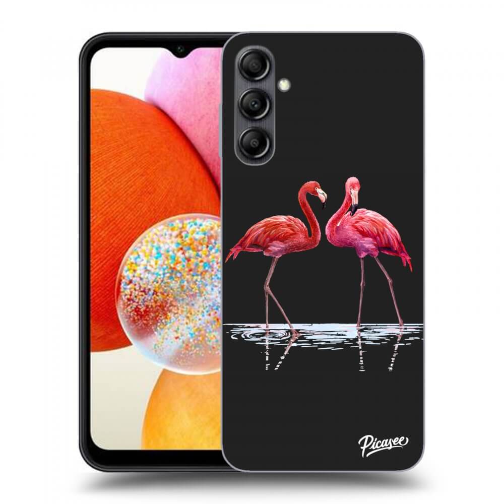 Picasee silikonový černý obal pro Samsung Galaxy A14 5G A146P - Flamingos couple