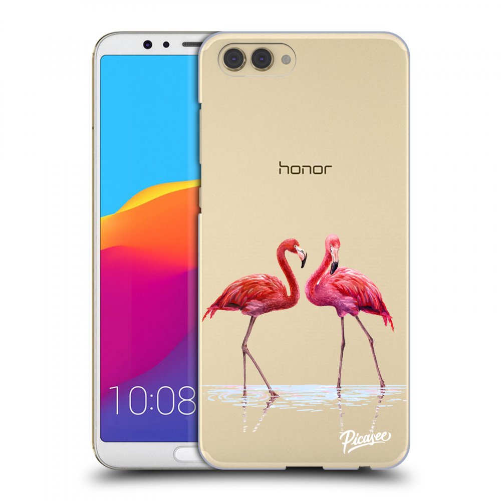 Picasee silikonový průhledný obal pro Honor View 10 - Flamingos couple
