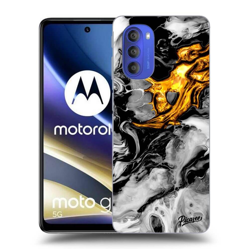 Picasee silikonový průhledný obal pro Motorola Moto G51 - Black Gold 2