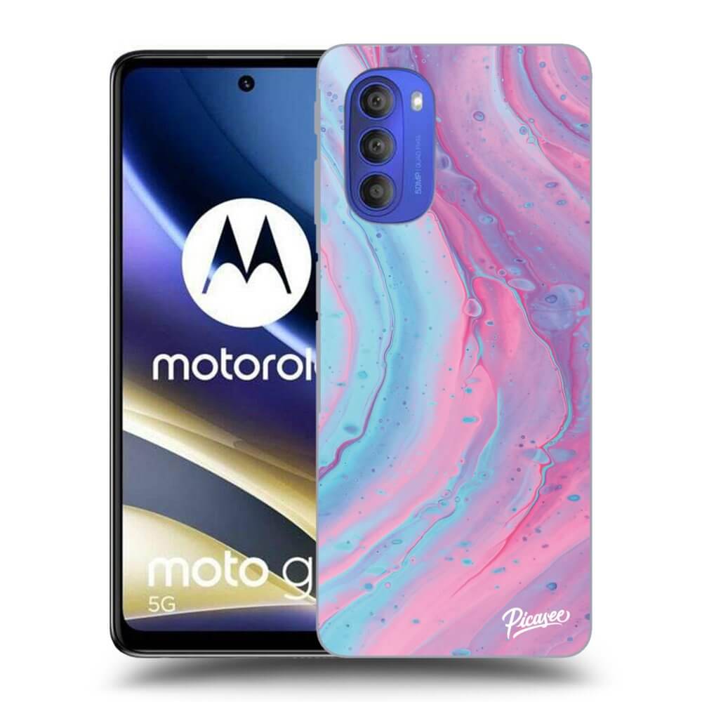 Picasee silikonový černý obal pro Motorola Moto G51 - Pink liquid