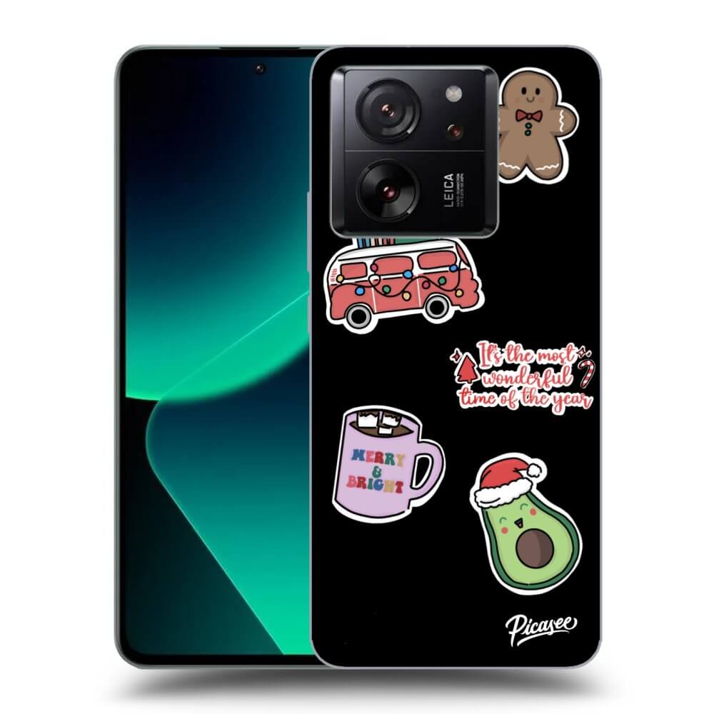 Picasee silikonový černý obal pro Xiaomi 13T - Christmas Stickers
