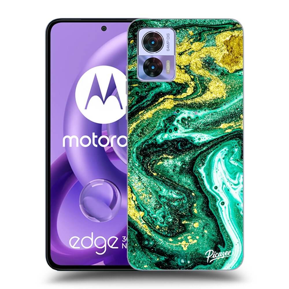 Picasee silikonový černý obal pro Motorola Edge 30 Neo - Green Gold