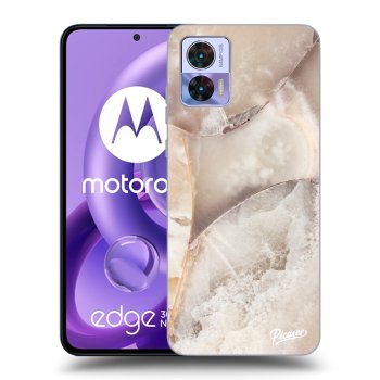 Picasee silikonový černý obal pro Motorola Edge 30 Neo - Cream marble