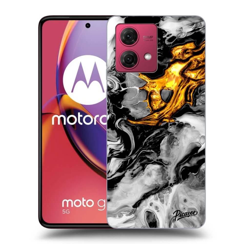Picasee silikonový černý obal pro Motorola Moto G84 5G - Black Gold 2