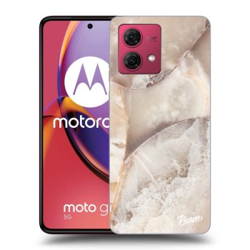 Picasee silikonový černý obal pro Motorola Moto G84 5G - Cream marble