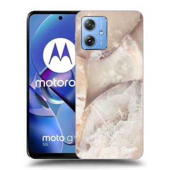 Picasee silikonový černý obal pro Motorola Moto G54 5G - Cream marble