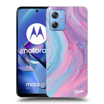 Picasee silikonový černý obal pro Motorola Moto G54 5G - Pink liquid