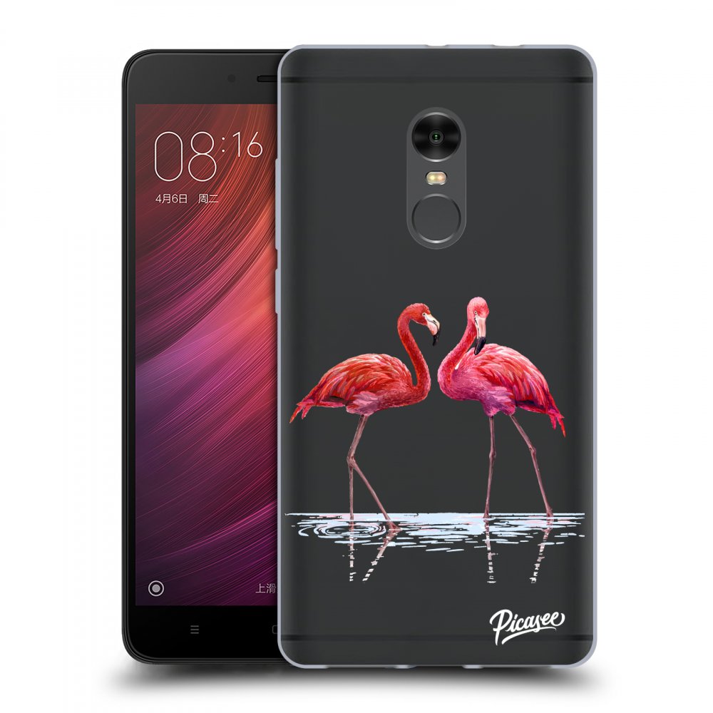 Picasee plastový průhledný obal pro Xiaomi Redmi Note 4 Global LTE - Flamingos couple