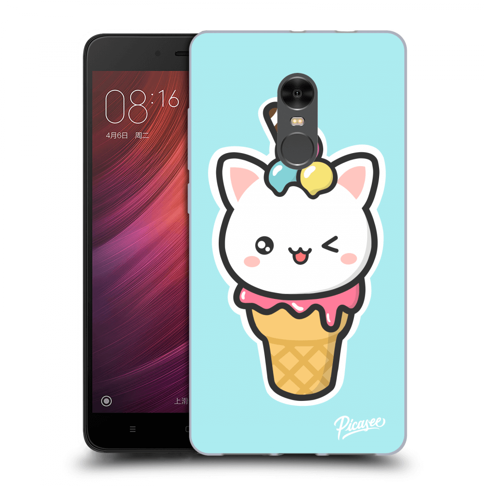 Picasee silikonový průhledný obal pro Xiaomi Redmi Note 4 Global LTE - Ice Cream Cat