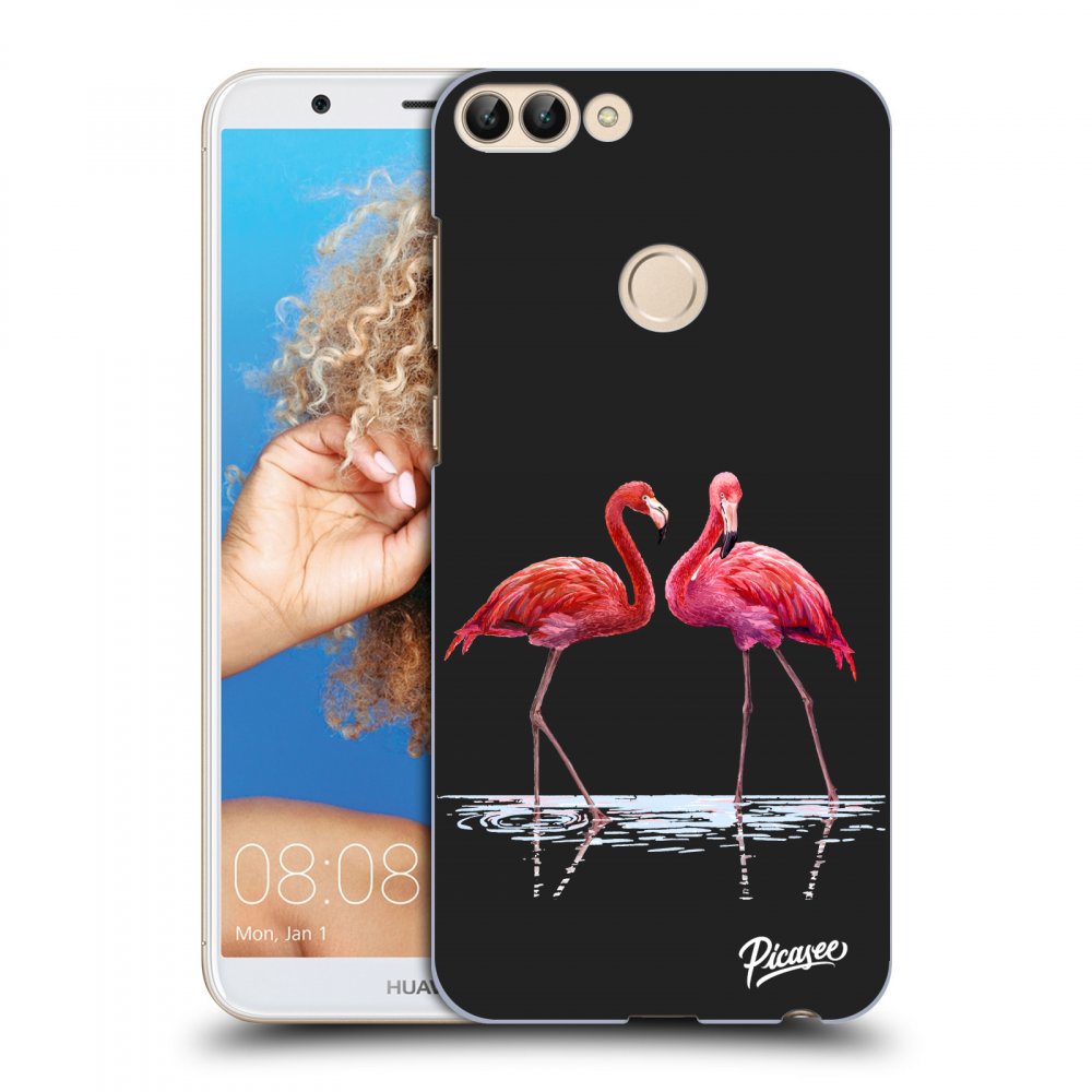 Picasee silikonový černý obal pro Huawei P Smart - Flamingos couple