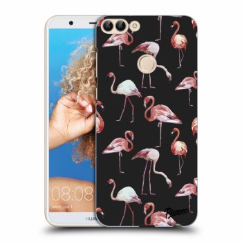 Picasee silikonový černý obal pro Huawei P Smart - Flamingos