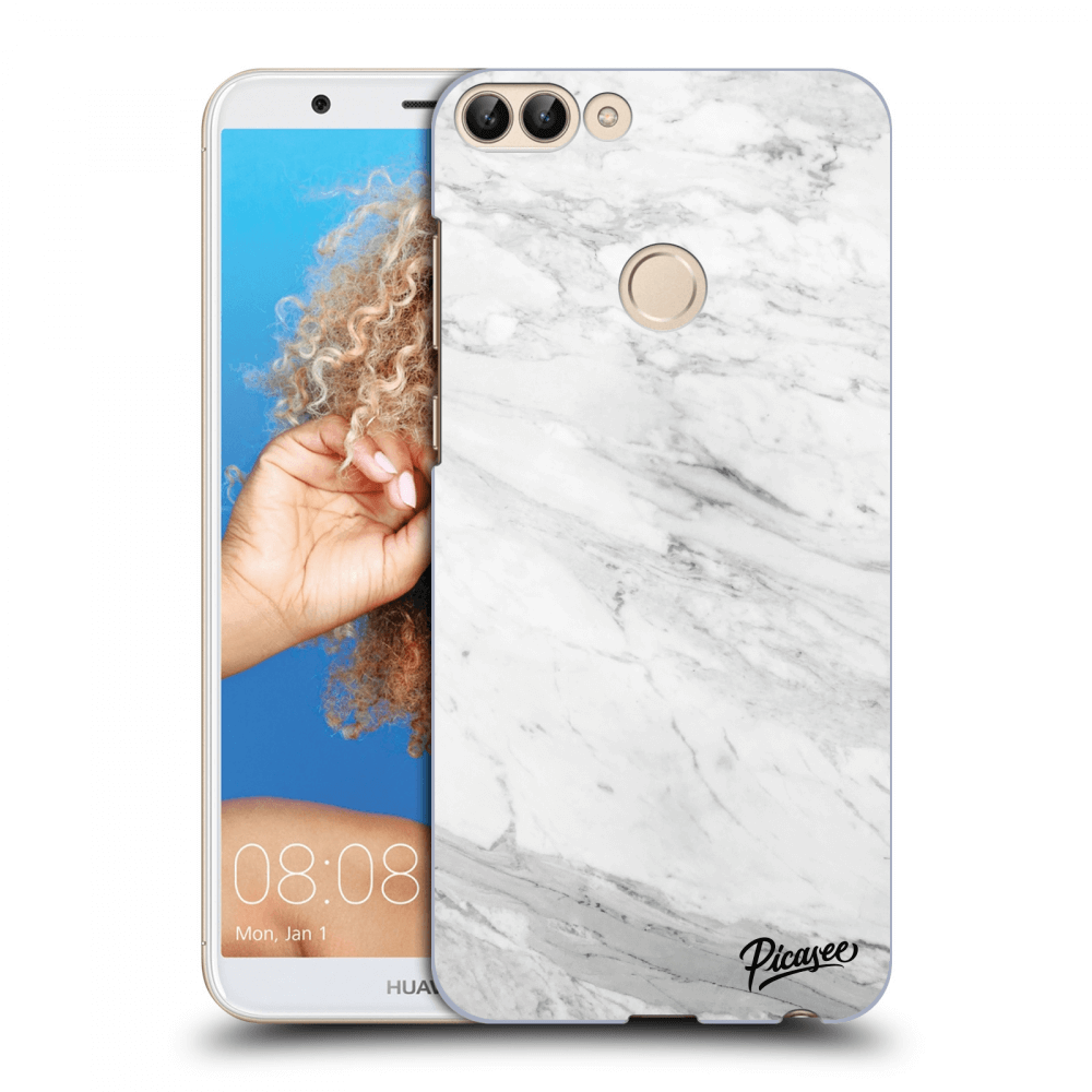 Picasee silikonový černý obal pro Huawei P Smart - White marble