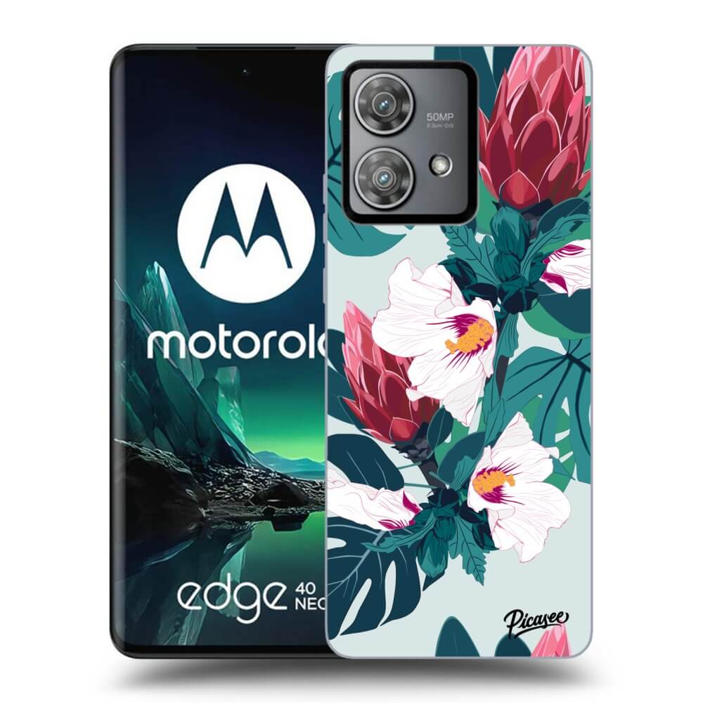 Picasee silikonový černý obal pro Motorola Edge 40 Neo - Rhododendron