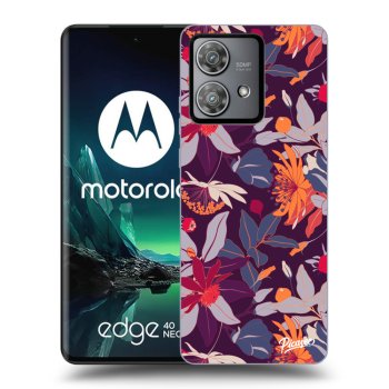 Picasee silikonový černý obal pro Motorola Edge 40 Neo - Purple Leaf