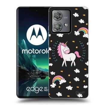 Picasee silikonový černý obal pro Motorola Edge 40 Neo - Unicorn star heaven