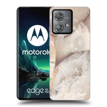 Picasee silikonový černý obal pro Motorola Edge 40 Neo - Cream marble