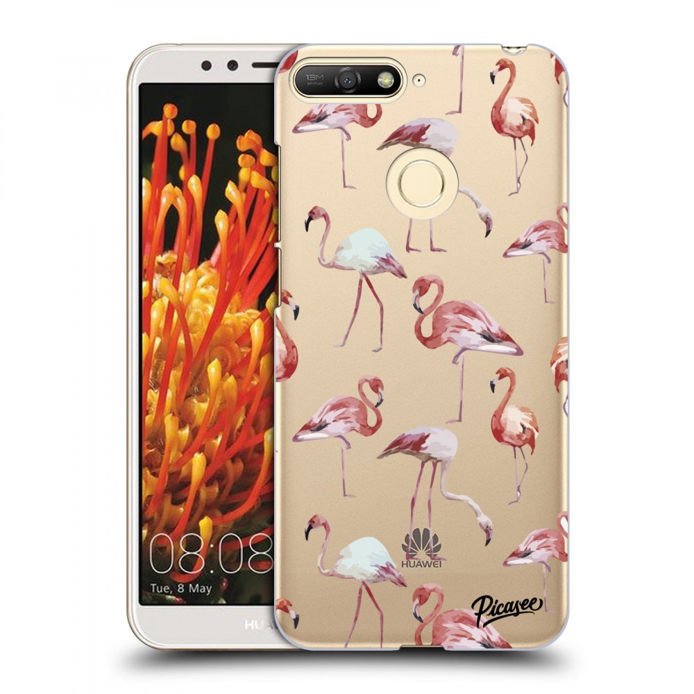 Picasee silikonový průhledný obal pro Huawei Y6 Prime 2018 - Flamingos