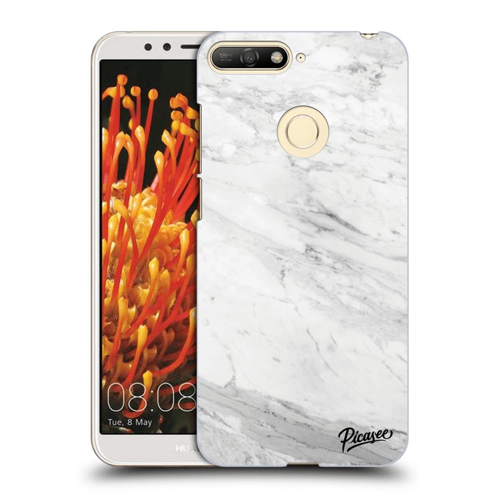 Picasee silikonový černý obal pro Huawei Y6 Prime 2018 - White marble
